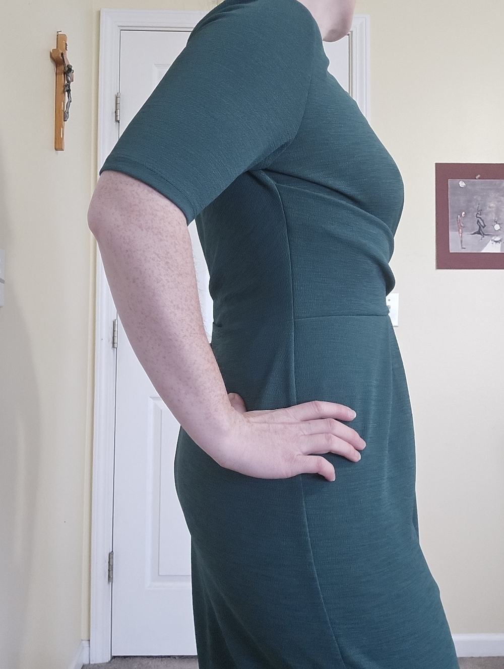 Adrianna Papell Green Classic Twist-Front Sheath Dress Medium - Picture 4 of 9